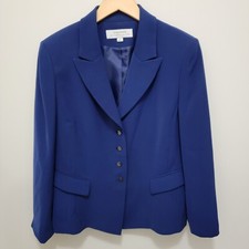 Tahari ASL Women's Jacket. Blue Lined 2 Pockets 5 Buttons Sz 10