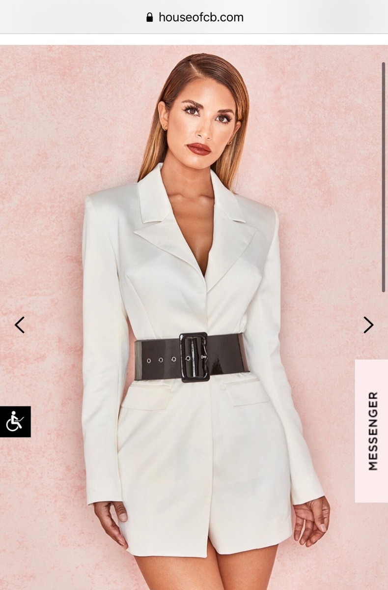 House Of CB ivory Perina Blazer dress Size XS UK