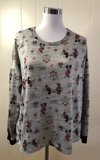 Disney Mickey Mouse Adult Sleepwear Top Red Gray and Black Soft Size M (8-10)