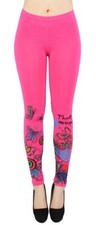 Bunt geblümte Damen Leggings Leichte Sommerleggings Weich Flexibel mit Gummibund