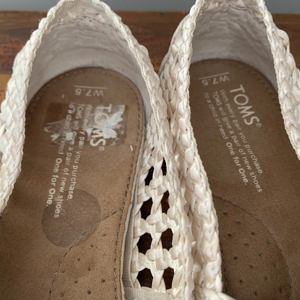 Zapatos sin cordones clásicos estilo boho crochet tejido crema TOMS para mujer 7,5 Foto 4 de 4