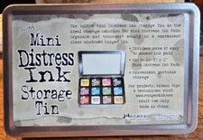 Tim Holtz Ranger MINI DISTRESS INK STORAGE TIN. 12 pad divider, see thru top.