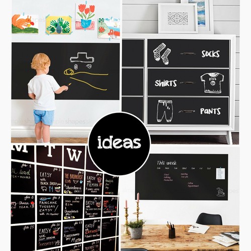 Chalkboard Contact Paper 9 foot roll (108 inches) + (5) Color Chalk Included - Picture 3 of 3