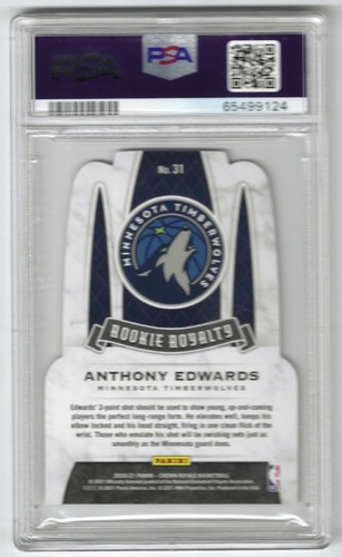 2020 Crown Royale Anthony Edwards #31 RC Rookie Royalty Asia Red Die-Cut PSA 10 - Picture 2 of 2