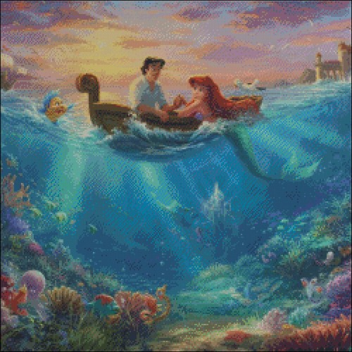 Little Mermaid Falling in Love - Chart Counted Cross Stitch Patterns Needlework - Picture 2 of 2