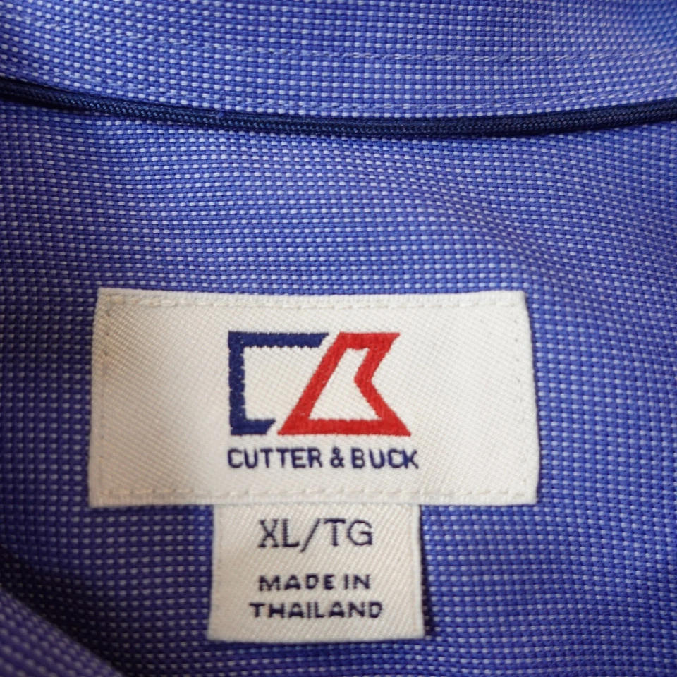 Oversized Oxford Shirt XL Blue Micro Check Textured Dress Coastal CUTTER BACK - Image 3 of 4