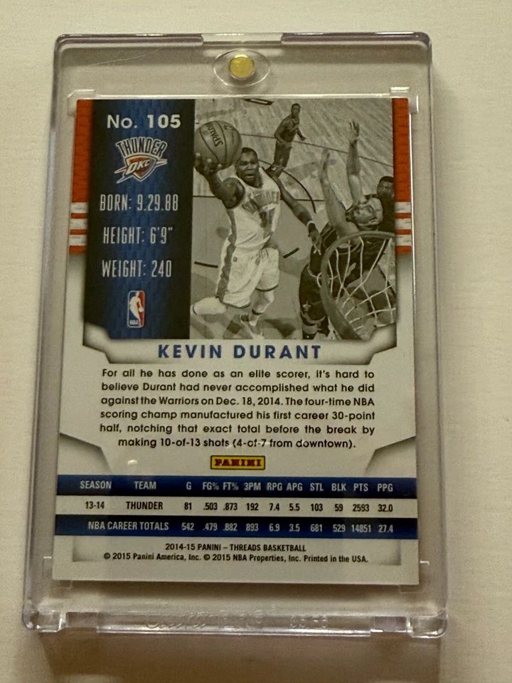 2014-15 Panini Threads - Kevin Durant #105 SSP 170/199 - Image 2 of 2