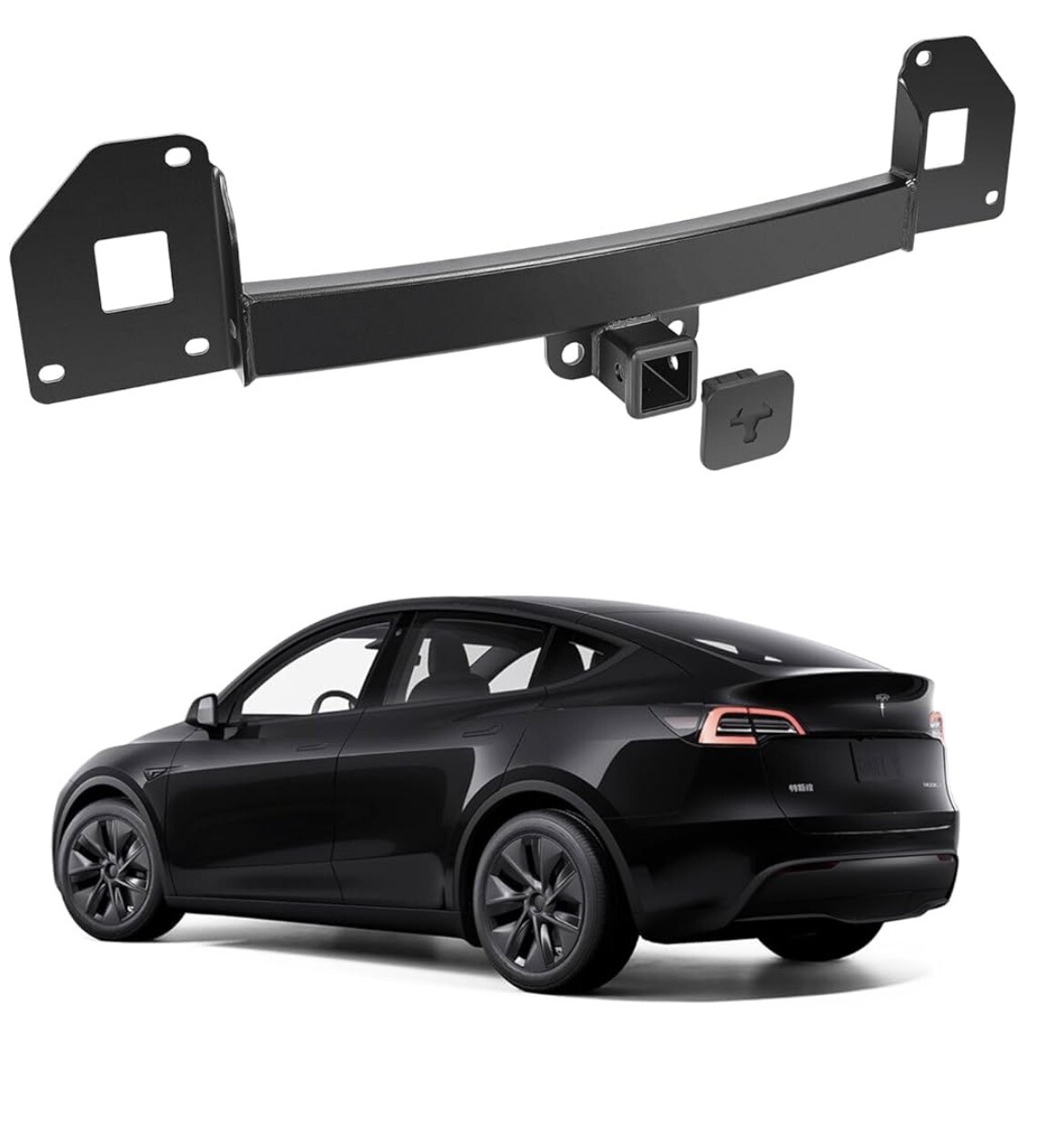 Tesla Model Y 2020-24 Rear Trailer Hitch  Black Heavy Duty Rust Resistant Metal-image