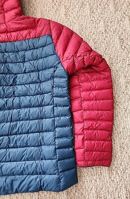 New Patagonia Jacket Down Sweater Hoody 2XL XXL Tidepool Blue Red