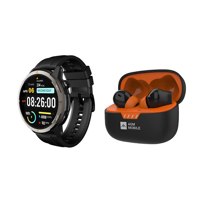 AGM Legion Rugged AMOLED 5ATM Wasserdicht Fitness Tracker Smartwatch GPS Compass