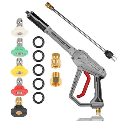 High Pressure Washer Gun 5000PSI Spray Wand Lance Nozzle Kit with Extension Wand