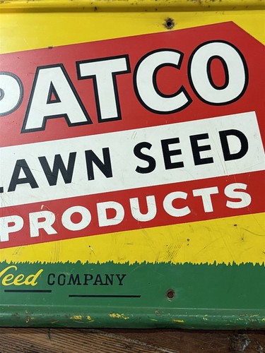 Vintage metal advertising sign, Patco Lawn Seed, Lee Patten Seed Company 29.75" - Picture 5 of 13