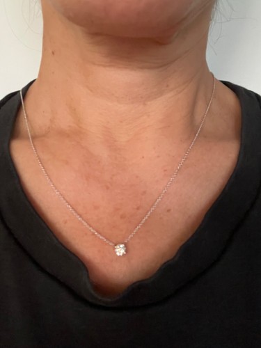 Authentic Bony Levy Genuine .4 CT Solitaire Diamond Pendant in 18K White Gold - Picture 8 of 12