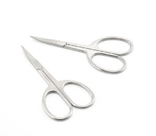 Stainless Steel Curved Beard Scissors 4" Pair Trimmer Shears Groom Eyebrow NEW