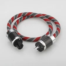 OFC Pure Copper Cord Rhodium Plated US Plug HiFi Power Cable Mains Supply Cord