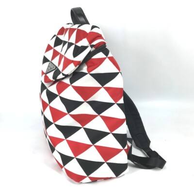 PRADA triangle logo plate Signeau print bag Backpack Nylon  display picture 3