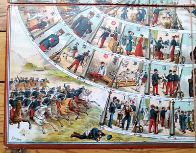 Jeu Ancien Epinal Militaire Occasion Plateau Ancien Du Jeu De L'Oie Militaire 1872 - Épinal, état D'usage, Collection Militaria Jeu Historique France 19ème