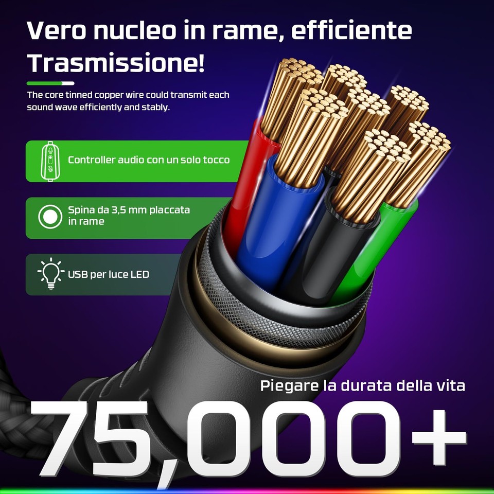 Fachixy 「2024 New」 FC200 Cuffie Gaming per PS4 PS5 PC Xbox Nintendo