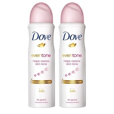 Dove Even Tone Antiperspirant Deodorant Spray 48-Hour 0% Alcohol Twin Pack