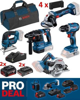 Bosch 18 Volt Profi-Set GSR 18 V-45 GWS 18V-8 GBH 18 V-18 GKS 18 V GST 18V-125 B
