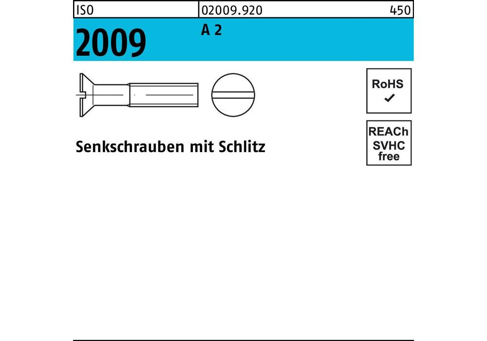 Reyher Senkschraube ISO 2009 m.Schlitz M 5 x 6 A 2