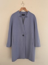 Jaeger Pure Wool Cornflower Blue Cocoon Style Coat - Size 12