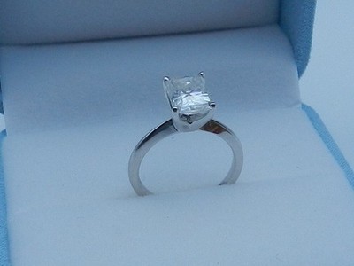 Charles & Colvard Moissanite Radiant Cut Solitaire Ring in 14 K White Gold
