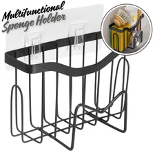 Sponge Holder Suction Cup Stainless Steel Kitchen Dish Drain Sink Basket Racks