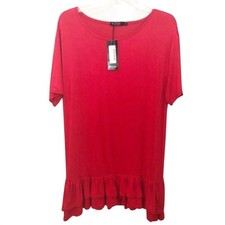 Nasty Gal Red Ruffle Tiered Hem T-Shirt Dress Short Sleeve Medium NWT