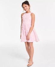 Rare Editions Pink Flower Micro Soutache Dress Size 12 NWT