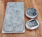 Chinese Silver Zodiac Bar And 2 Chinese Hand Poured Ingot