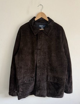 Polo Ralph Lauren 100% Echtleder Vintage Selten Dunkelbraun Jacke Herren Large