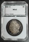 1880-S Morgan Silver Dollar PCI  Toning Case Is Scratched (Please Look At Pics)