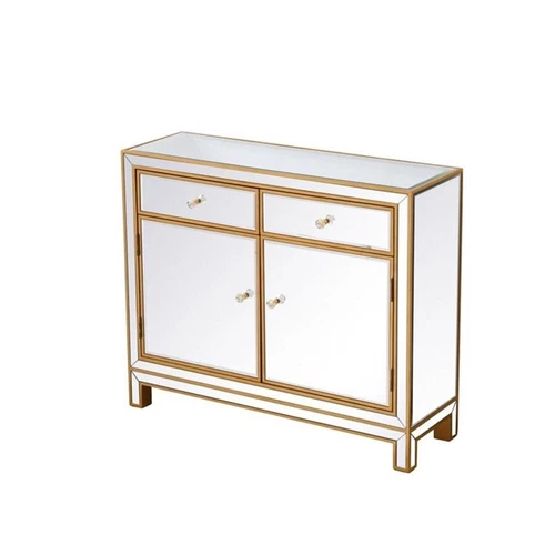 Elegant Decor Reflexion 2-Drawer Solid Wood and MDF Nightstand in Gold - Picture 4 of 8