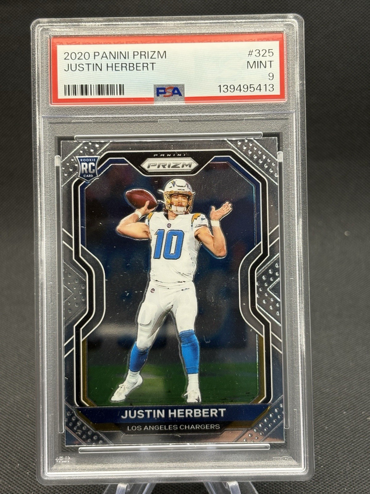 2020 Panini Prizm Justin Herbert RC #325 Los Angeles Chargers Rookie PSA 9 MINT