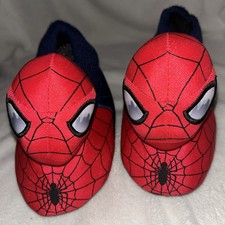 Marvel Spider-Man Plush Slippers Kids Size L 11/12 Red-Blue