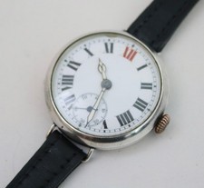 Antique Sterling solid silver gents wristwatch watch Trench style 1919  Working