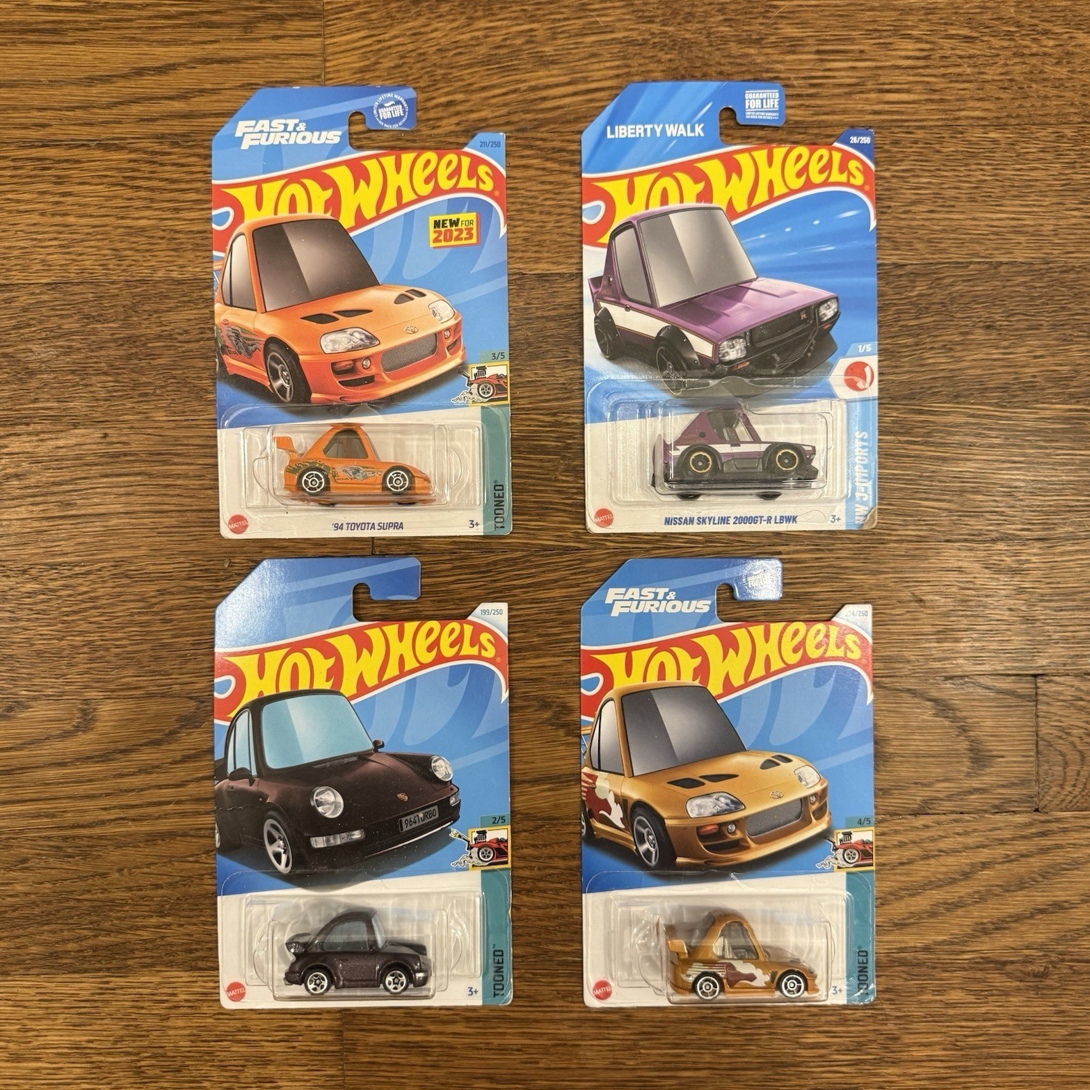 Hot Wheels Tooned Lot x4 Fast Furious Supra Liberty Walk Skyline New