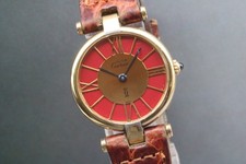 Montre à quartz pour femme Cartier Must Vendome Vermeil cadran rouge romain...