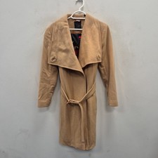 Ted Baker Madigan Camel Cashmere Wool Wrap Belted Midi Length Coat Size 4 UK 14