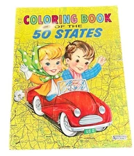 RARE 1950s 1960s COLORING BOOK OF THE 50 STATES SAALFIELD ARTCRAFT 4552 VINTAGE