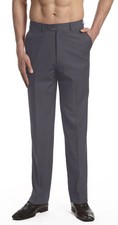 CONCITOR Men's Dress Pants Trousers Flat Front Slacks Solid CHARCOAL GRAY Color