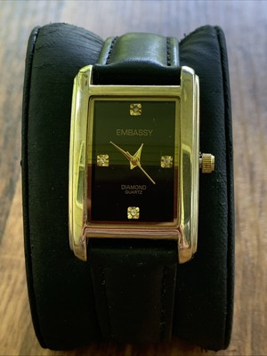 EMBASSY by GRUEN Ladies Wrist Watch GOLD TONE Diamond Quartz New