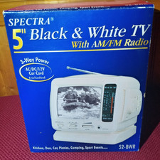 5" SPECTRA 52-BWR-W PORTABLE Black White TV AM/FM RADIO CAMPING RV New