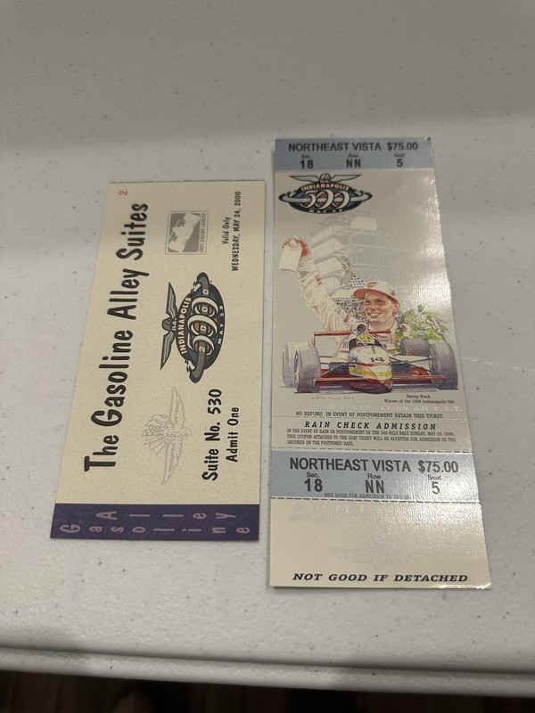 Indianapolis Indy 500 Ticket Stub Kenny Brack May 2000 With IMS Holder