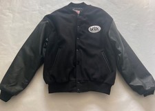 VTG 90's Lyrick Studios Black Wool Leather Varsity Bomber Jacket Made in USA XL