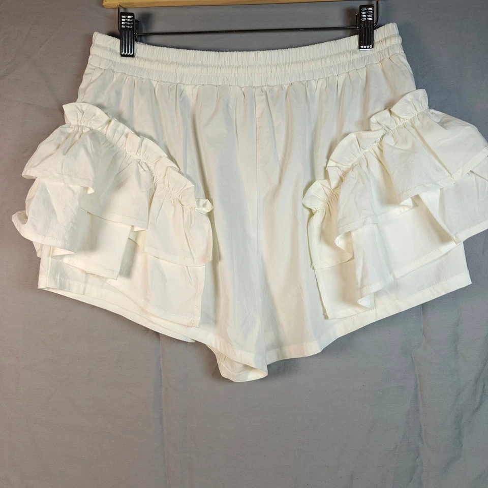 Шорты с кремовыми оборками Story On эластичные на талии на шнурке размер M - Изображение 2 из 4