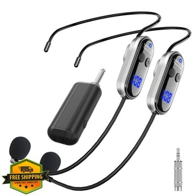 Lococo UHF Wireless Headset Mic 2 Person Silver