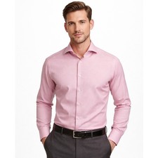 Charles Tyrwhitt Dress Shirt Men 15.5 34 Extra Slim Fit Pink Micro-Check