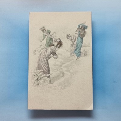Jugendstil Postkarte um 1905 Glamour Frauen Schneekugeln M M Vienne Munk
